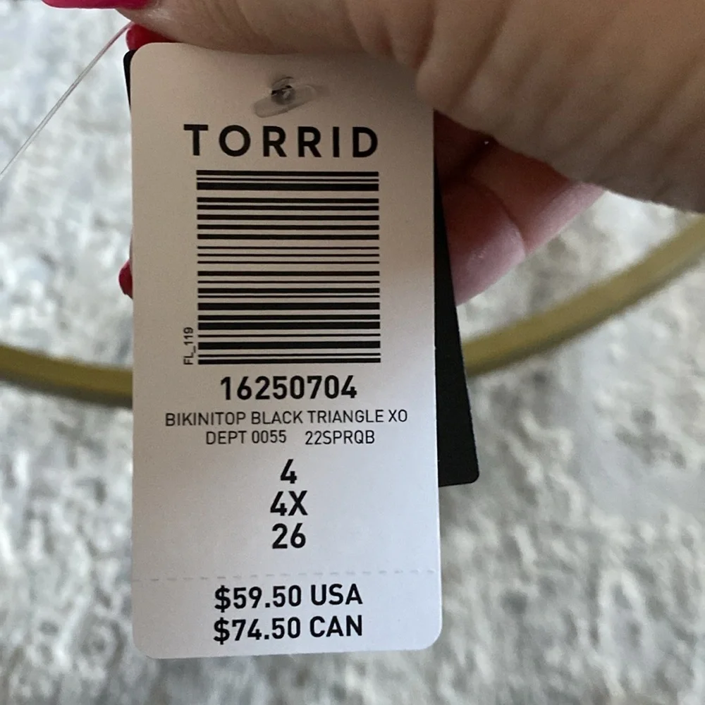 Torrid wireless XO black bikini top, Sz. 4X
